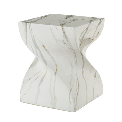 Outdoor End Table, Round Side Table For Patio And Garden - Marble