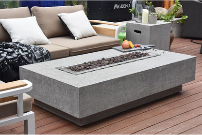 Hampton Fire Table Outdoor Fire Pit 56" X 32" Cast Concrete Firepit Includes Lava Rocks 45,000 Btus Outdoor Fireplace for Patio Furniture Set, Deck, Porch, Outdoor Heater - Liquid Propane