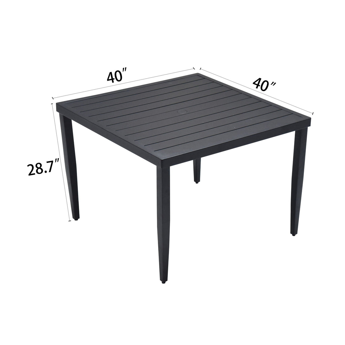 Outdoor Patio Dining Table With Tapered Feet & Umbrella Hole