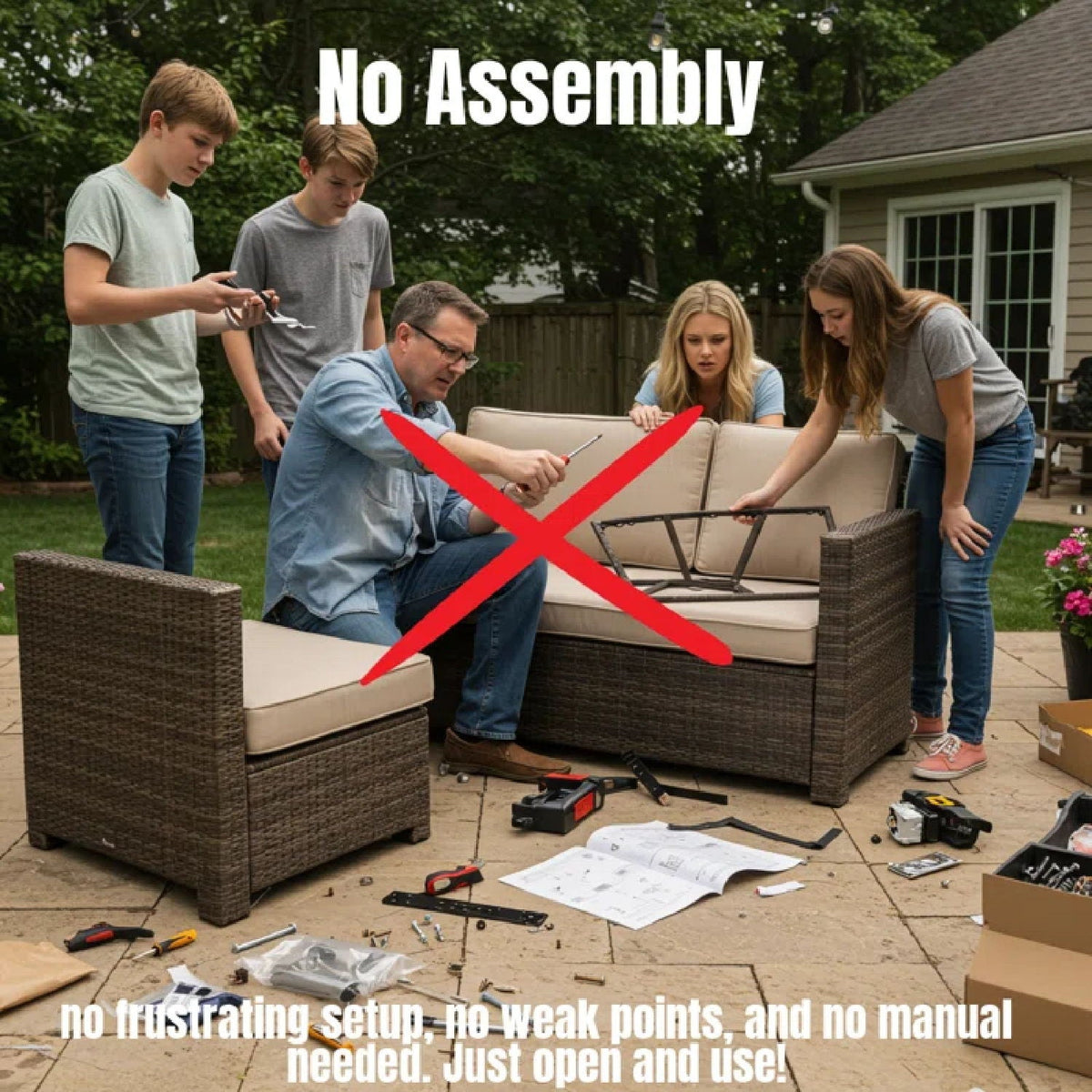 Outdoor Wicker Loveseat With Cushions Patio Seating Wicker - Brown