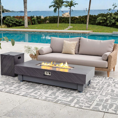 Alora Premium 60-Inch Rectangular Outdoor Modern Propane Fire Pit Table With Rain Cover (SAK91273)