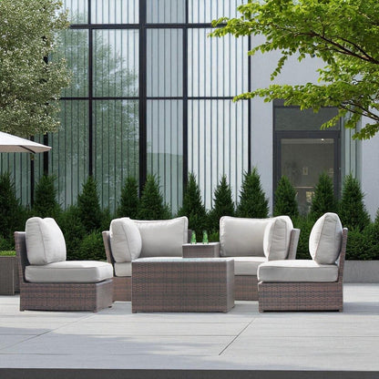 Comfortable Modern Patio Rattan Sectional Set With Cushions