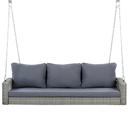 GO 69" PE Wicker 3-Person Porch Swing
