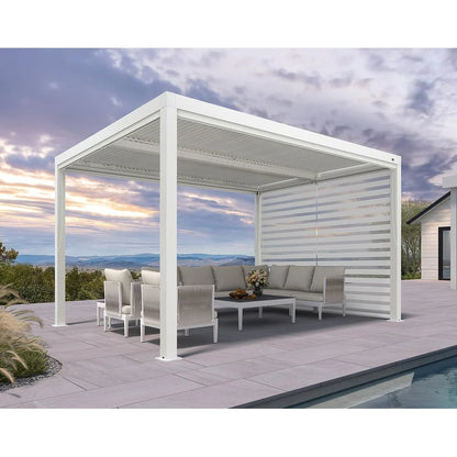 Louvered Pergola Modern White Pergola with Adjustable Roof for Deck Backyard Garden
