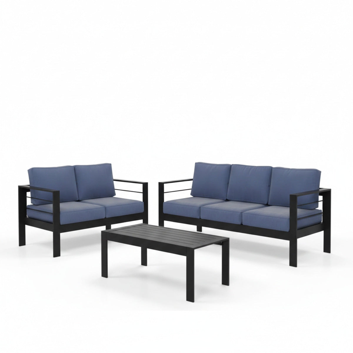 3-Piece Modern Aluminum Patio Conversation Set