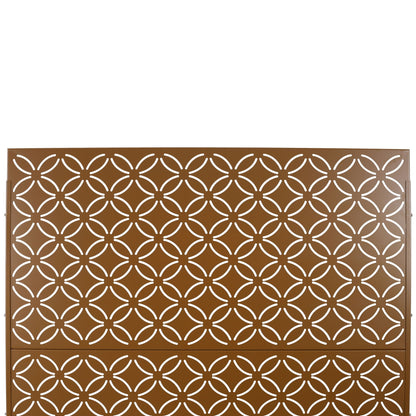 Freestanding Decorative Privacy Screen For Deck Balcony Patio, Metal Privacy - Brown