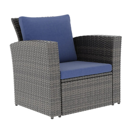 4-Piece Wicker Patio Conversation Set with Glass Table