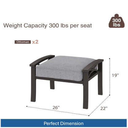 Set of 2 All-Weather 26” Width Metal Ottomans