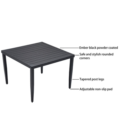 Outdoor Patio Dining Table With Tapered Feet & Umbrella Hole