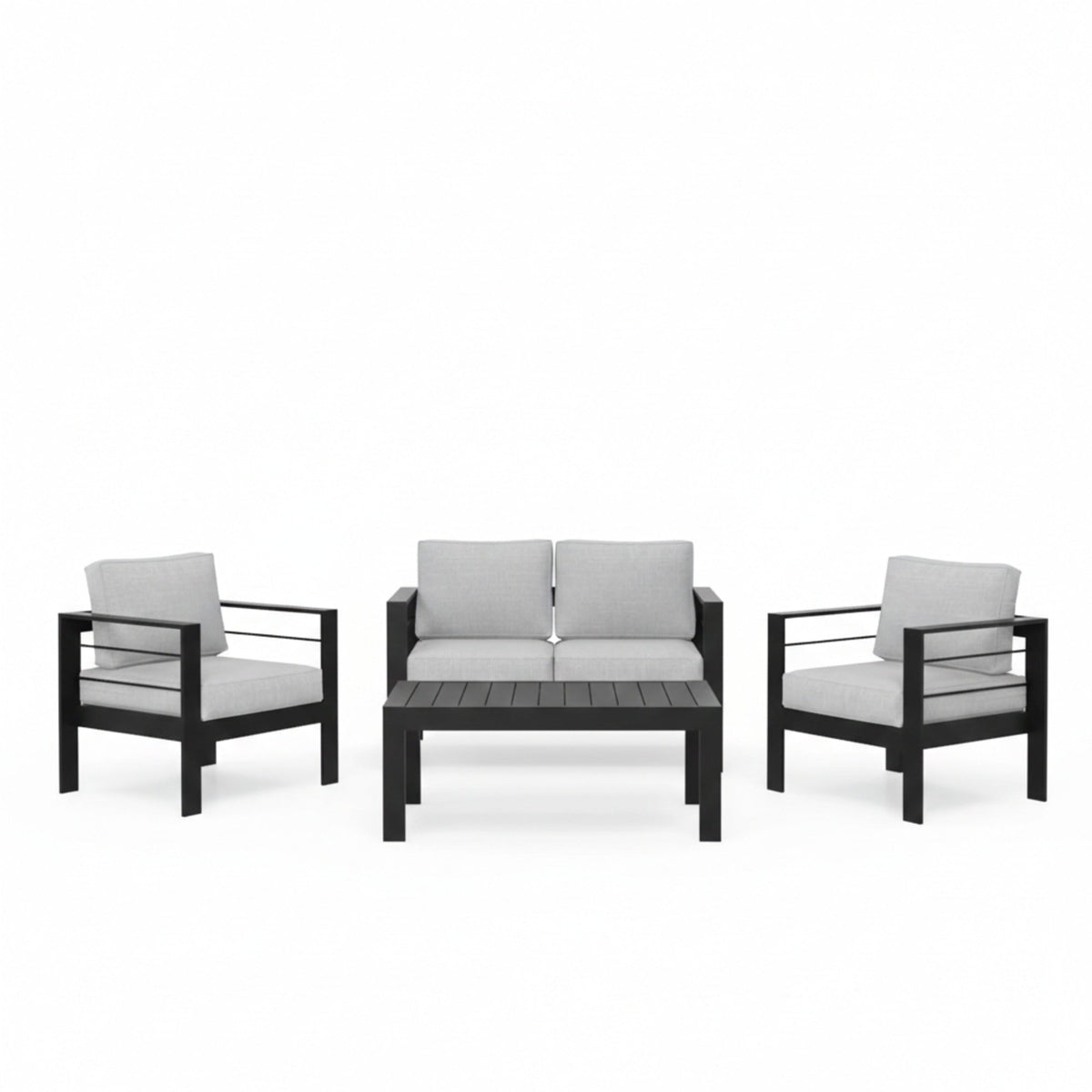4-Piece Modern Aluminum Patio Conversation Set