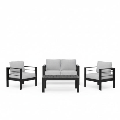 4-Piece Modern Aluminum Patio Conversation Set