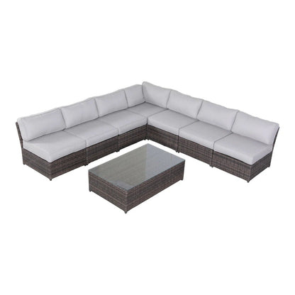 Comfortable Modern Patio Rattan Sectional Set With Cushions