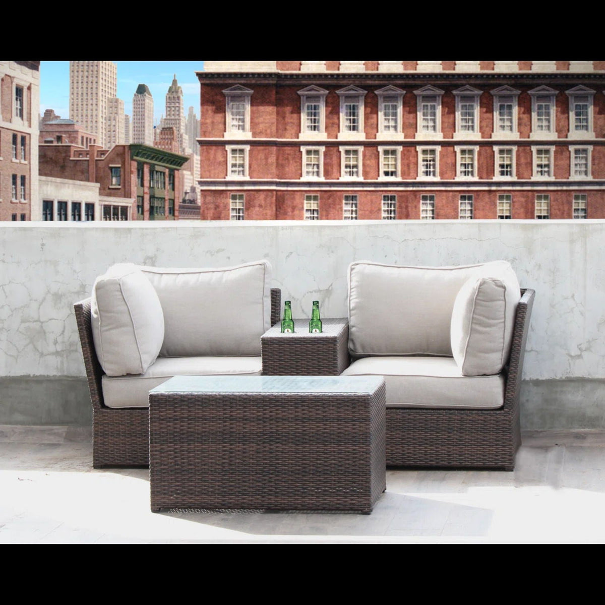 Comfortable Modern Patio Rattan Sectional Set With Cushions