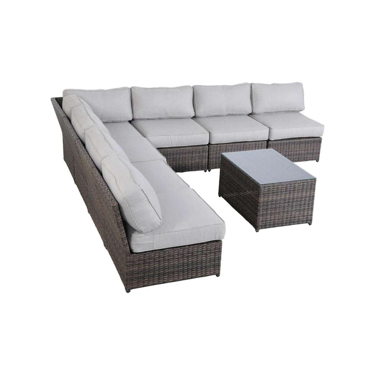 Comfortable Modern Patio Rattan Sectional Set With Cushions
