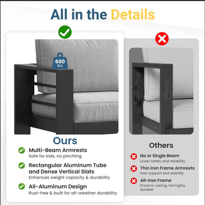 2-Pack 28" All-Weather Aluminum Patio Armchairs