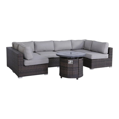 Wicker Outdoor Lounge Set With Cushions And Fire Pit