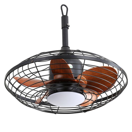 Outdoor Ceiling Fan With DC Motor And LED Light, Blades, Reversible For Patios - Black