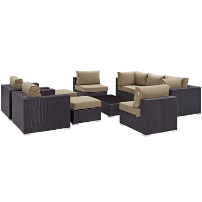 Patio Elegance Outdoor Sectional Set - 10-Piece Convene Lounge Set by Modway