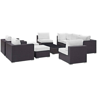 Patio Elegance Outdoor Sectional Set - 10-Piece Convene Lounge Set by Modway