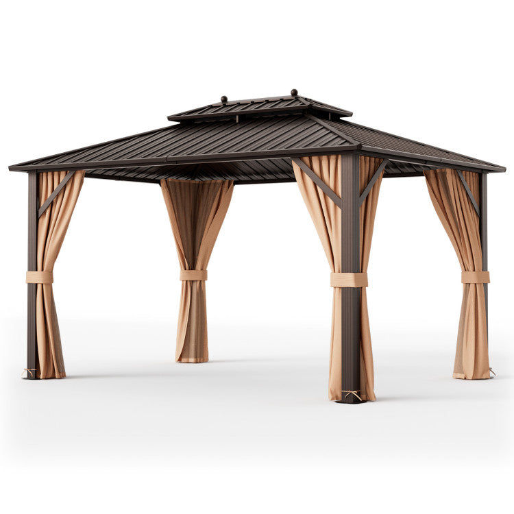 Outdoor Oasis Ultimate Combo: All-Weather Rattan Seating Set with Hardtop Gazebo Shelter