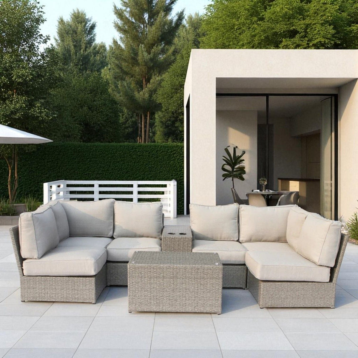 Stylish Modular Wicker Patio Seating Group