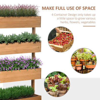Outsunny Vertical Garden Planter, Wooden 4 Tier Planter Box