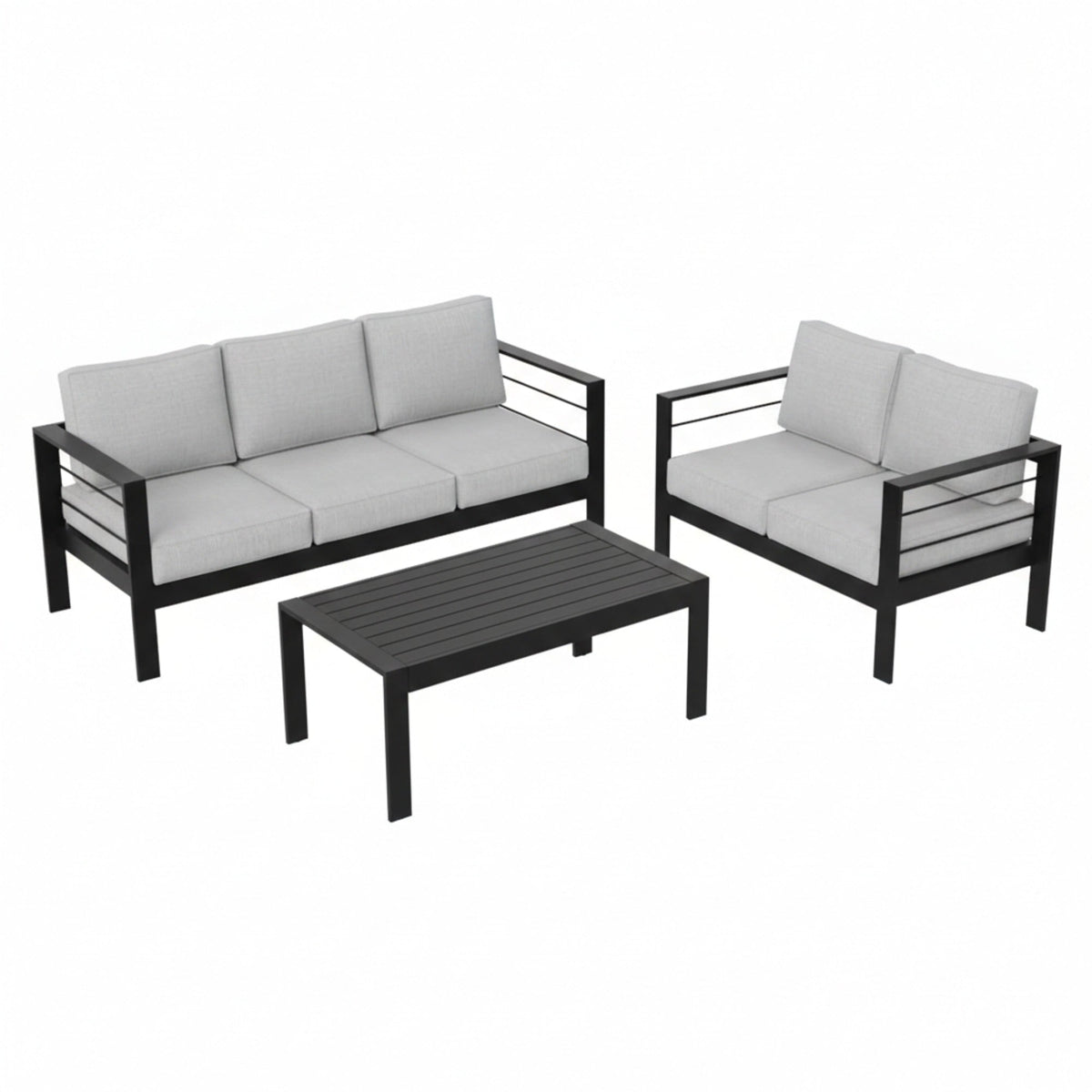 3-Piece Modern Aluminum Patio Conversation Set