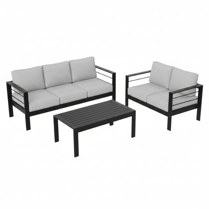 3-Piece Modern Aluminum Patio Conversation Set