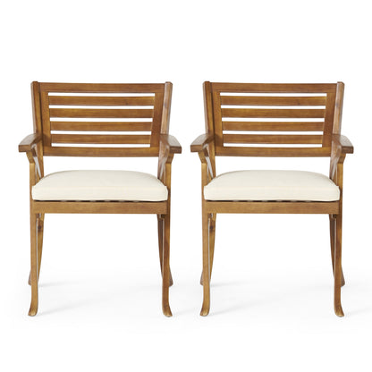 Outdoor Hermosa KD Wood Dining Chair With Cushions (Set of 2)