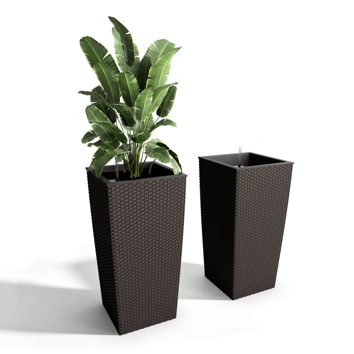 Pack of 2 Square Planters with Automatic Watering System