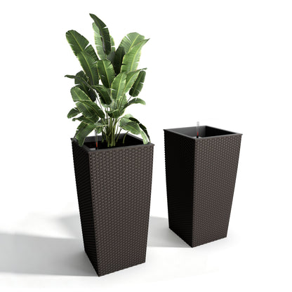 Pack of 2 Square Planters with Automatic Watering System