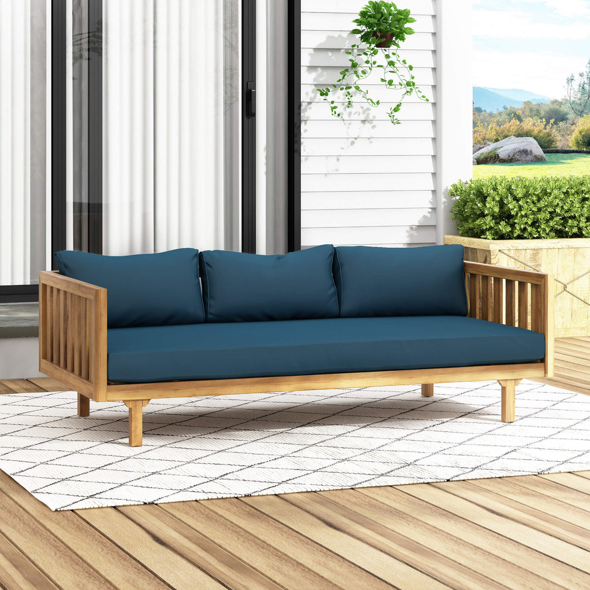 Alora 3-Seater Acacia Wood Daybed Sofa With Water-Resistant Cushions (SAK65773)