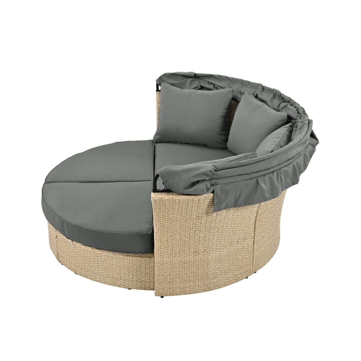 Alora Premium Outdoor Garden Wicker Rattan Patio Daybed With Retractable Canopy (SAK43581)