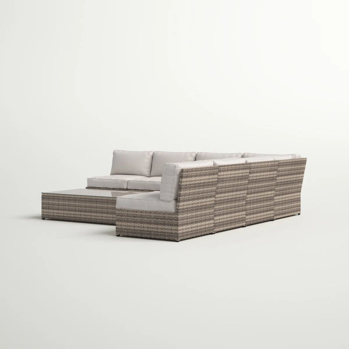 Comfortable Modern Patio Rattan Sectional Set With Cushions