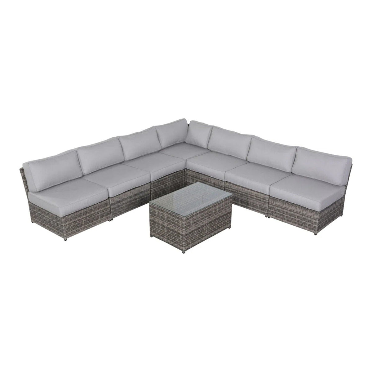 Comfortable Modern Patio Rattan Sectional Set With Cushions