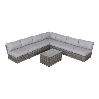 Comfortable Modern Patio Rattan Sectional Set With Cushions