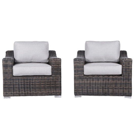 Modern Patio Chair With Cushions (Set of 2) - Brown