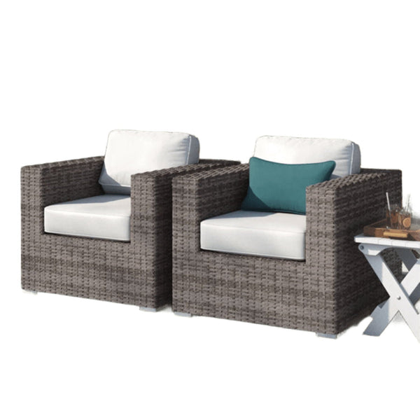Grade - Club Patio Chair With Sunbrella Cushions (Set of 2) - Gray Mix / White