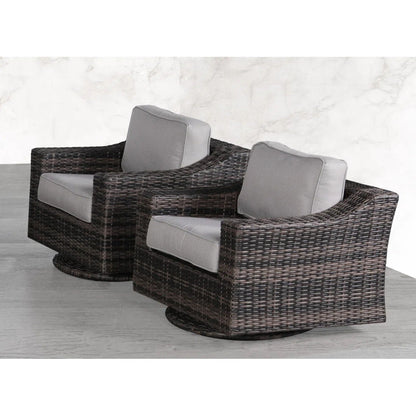 Outdoor Swivel Patio Chair With Cushions (Set of 2) - Brown