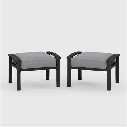 Set of 2 All-Weather 26” Width Metal Ottomans