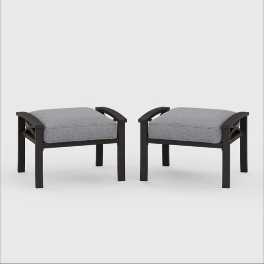 Set of 2 All-Weather 26” Width Metal Ottomans