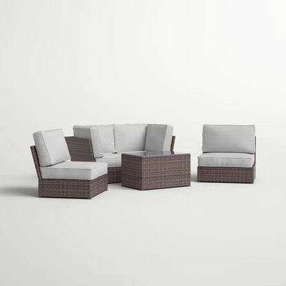 Comfortable Modern Patio Rattan Sectional Set With Cushions