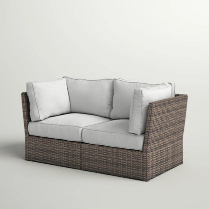 Modern Patio Wicker Loveseat With Cushions