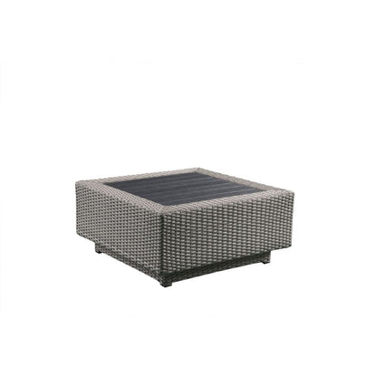 Salena - Patio Sectional Sofa With 4 Pillows & Coffee Table - Beige Fabric & Gray Wicker