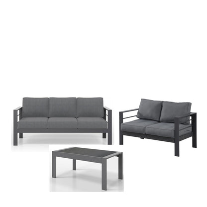 3-Piece Modern Aluminum Patio Conversation Set