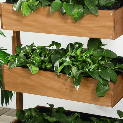 Outsunny Vertical Garden Planter, Wooden 4 Tier Planter Box