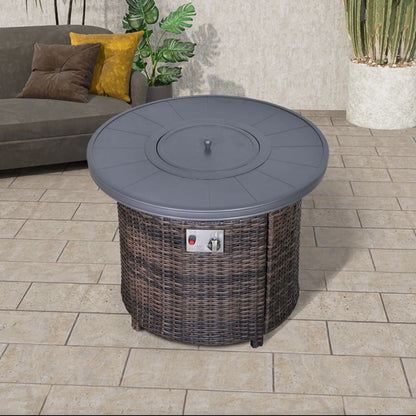 Outdoor Fire Pit Table With Lid - Espresso