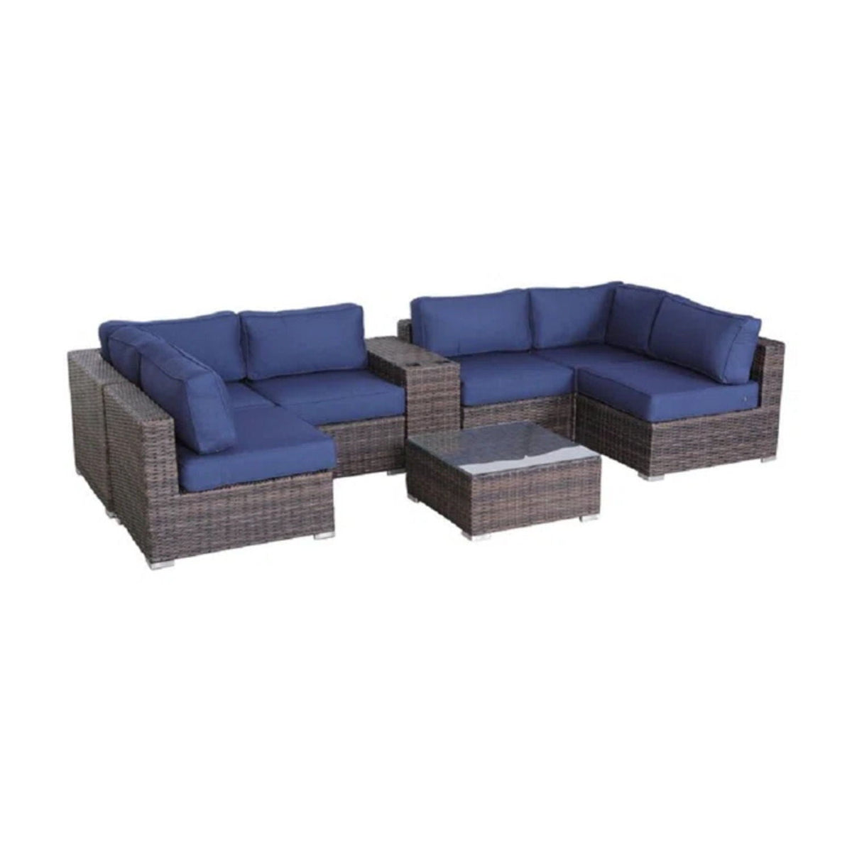 Elegant 4 Person Wicker Patio Seating Set With Cushions And Glass Top Table