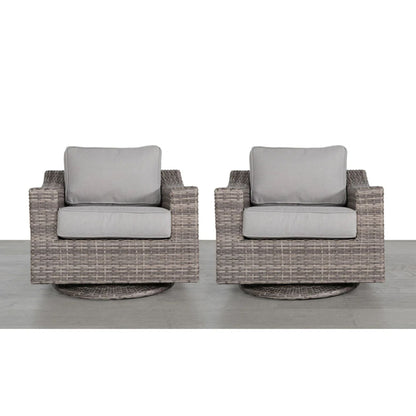 Swivel Patio Chair With Luxurious Cushions Perfect For Outdoor Relaxation (Set of 2) - Gray Mix