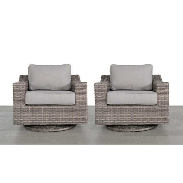 Swivel Patio Chair With Luxurious Cushions Perfect For Outdoor Relaxation (Set of 2) - Gray Mix